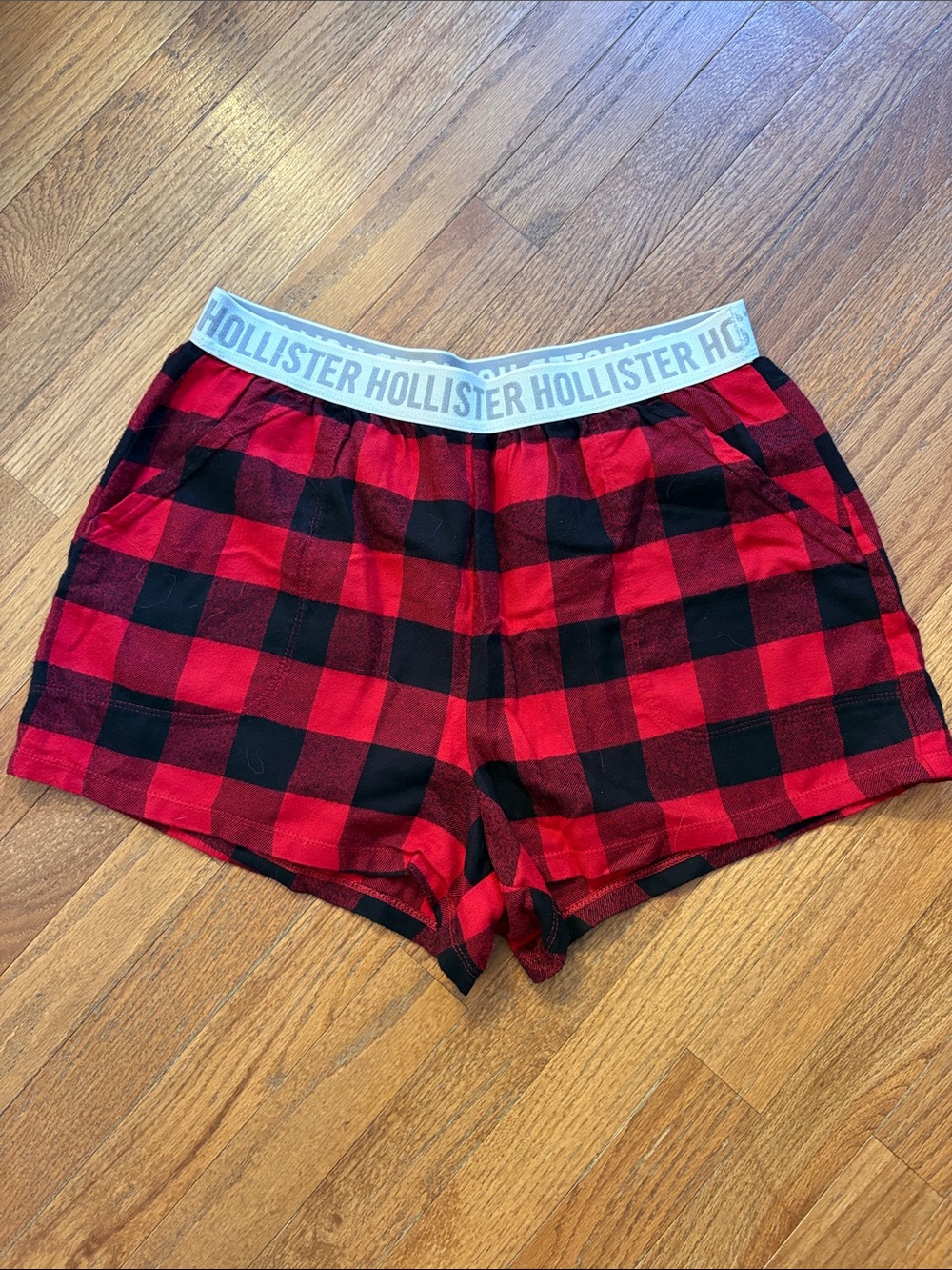 Hollister Red and Black Buffalo Plaid Sleep Shorts